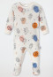 Baby sleepsuit long Tencel with feet forest animals off-white - Natural Love