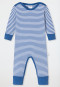 Baby onesie long unisex bamboo Vario button placket stripes aqua - Bamboo
