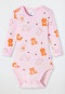 Baby onesie long-sleeved fine rib organic cotton modal little bears hearts pink - Natural Love