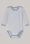 Body per neonato a maniche lunghe in cotone a righe blu con tintura naturale: Natural Love