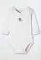 Baby onesie long-sleeved unisex fine rib modal wool little bear white - Natural Love