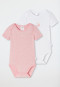 Babybodys kurzarm 2er-Pack Feinripp Organic Cotton Blumen Schmetterling rosa/weiß - Natural Love