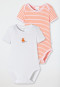 Baby onesies short-sleeved 2-pack fine rib organic cotton stripes little bears multicolored - Natural Love
