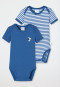 Babybody's korte mouwen 2-pack fijn geribbeld biologisch katoen gestreept pelikaan donkerblauw/wit - Natural Love