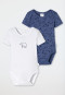 Baby onesies short-sleeved 2-pack fine rib organic cotton forest animals polar bears blue/white - Natural Love