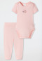 Babyset 2-teilig Feinripp Kurzarmbody Hose Marienkäfer rosa - Natural Love