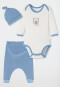 3-piece baby set fine rib organic cotton long-sleeved onesie pants hat stripes little bear multicolored - Natural Love