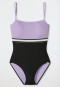 Maillot de bain doublé bande élastique bretelles réglables violet-noir - California Dream