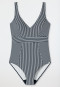 Badeanzug V-Ausschnitt Softcups Streifen dunkelblau - Ocean Dive