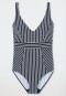 V-neck swimsuit soft cups stripes with slimming effect multicolored - Californian Safari