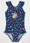 Badpak tricot gerecycled SPF40+ racerback stippen katten ruches meerkleurig - Cat Zoe