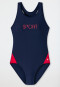 Swimsuit knitwear recycled SPF40+ racerback school sports dark blue - Nautical Chica