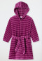 Badjas badstof velours capuchon gestreept bessenkleur - Cat Zoe