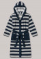 Dark blue-gray ringed terrycloth bathrobe with hood - Original Classics