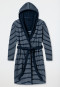 Midnight blue ringed bathrobe with hood in light terry cloth