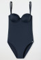 Bandeau swimsuit underwire variable strap options soft cups with support dark blue - Deep Sea