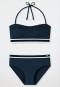 Set composto da bikini a fascia con imbottiture morbide e spalline regolabili e slip midi con design a coste, blu scuro - Underwater