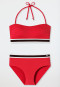 Bandeau bikini set soft pads variable straps midi bottoms ribbed look red - Underwater