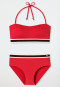 Set composto da uno slip midi in un design a coste e da un bikini a fascia con imbottiture morbide e spalline regolabili, rosso - Underwater