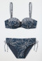Bandeau beugel bikini soft cups variabele bandjes midi slip verstelbare zijkanten blauw gedessineerd - Ocean Swim