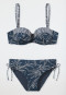 Bandeau underwire bikini soft cups variable straps midi briefs adjustable sides blue patterned - Ocean Swim