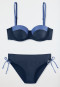 Bandeau underwire bikini soft cups variable straps midi briefs adjustable sides midnight blue - Ocean Swim