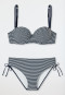 Bandeau underwire bikini soft cups variable straps stripes midi panties adjustable sides dark blue - Ocean Dive