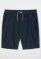 Bermuda in tessuto felpato realizzato in cotone biologico a righe, blu scuro - Mix+Relax
