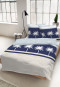 Bed linen 2-piece satin palm trees patterned navy - SCHIESSER Home