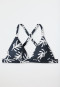 Bikini triangle top removable cups variable straps coral dark blue patterned - Mix & Match Coral Life