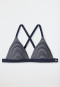 Bikini-triangeltop met uitneembare cups verstelbare bandjes strepen donkerblauw - Mix & Match Reflections