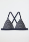 Top a triangolo per bikini con coppe removibili e spalline regolabili, a righe, blu scuro - Mix & Match Reflections