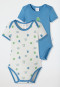 Rompers short sleeve 2-pack fine rib frog blue/ white - Natural Love