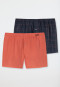 Lot de 2 boxers à carreaux bleu foncé / orange - Fun Prints