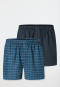 Boxershorts 2er-Pack Webware Karo blau - Boxershorts Multipack