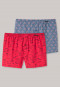 Boxer shorts 2-pack woven fabric palm tree lifebuoy patterned denim blue/red - fun prints