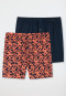 Boxer shorts jersey 2-pack solid-colored pattern dark blue/orange - Fun Prints