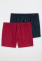 Boxershorts Webware 2er-Pack Herzen gemustert blau/rot - Valentine