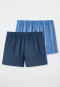 Boxershorts stof 2 set van 2 stuks ruitjes nachtblauw/ jeansblauw multicolor - Boxershorts Multipacks