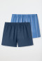 Boxershorts Webware 2er Pack Karos nachtblau/ jeansblau mehrfarbig - Boxershorts Multipacks