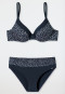 Underwire bikini adjustable straps midi bottoms dark blue patterned - Sea Blossom