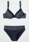 Beugelbikini met verstelbare bandjes, midi-slip donkerblauw met motief - Sea Blossom
