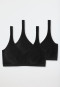 Bustier 2-pack with cups organic cotton black - 95/5