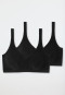 Bustier 2-pack met cups biologisch katoen zwart - 95/5