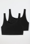 Bustier 2-pack without cups organic cotton black - 95/5