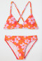 Bikini bustier en tricot recyclé SFP 40+ fleurs rouges - Aqua Teen Girls