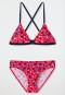 Bikini con bustino in tessuto a maglia riciclato con motivo etnico e fattore di protezione solare 40+, rosso: Nautical Chica