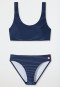 Bustier bikini knitwear recycled SPF40+ lined stripes dark blue - Diver Dreams