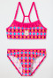 Bustino per bikini in tessuto a maglia riciclato con fattore di protezione solare 40+, balze e gatto, multicolore - Cat Zoe
