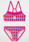 Bikini brassière maille recyclée SPF40+ chat ethnique volants multicolores - Cat Zoe